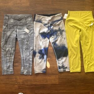 lululemon athletica Women's Leggings Trio in Yellow, Blue Tie-Dye & Gray Print